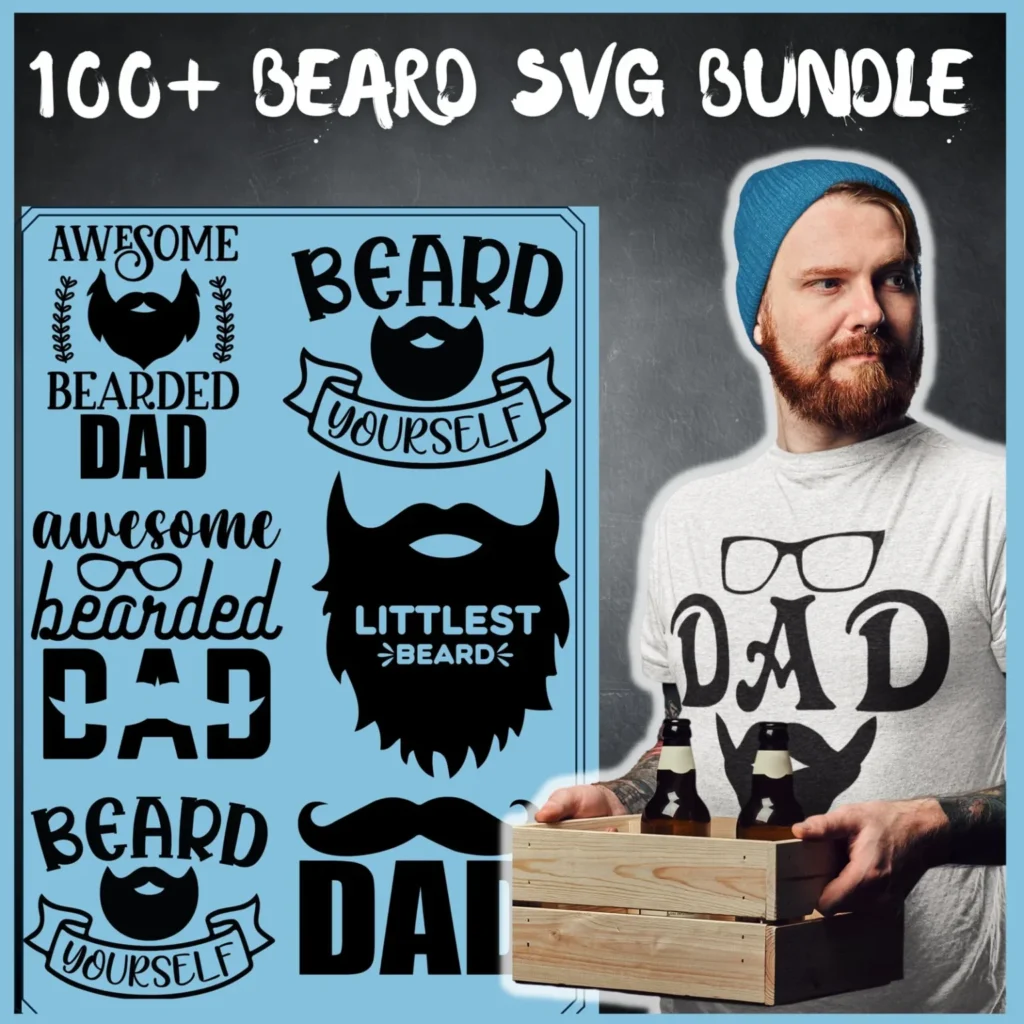 100+Unique Beard SVG Designs POD Bundle