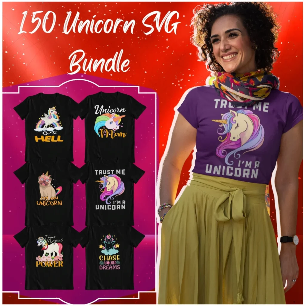 150 Unique Unicorn SVG Designs POD Bundle