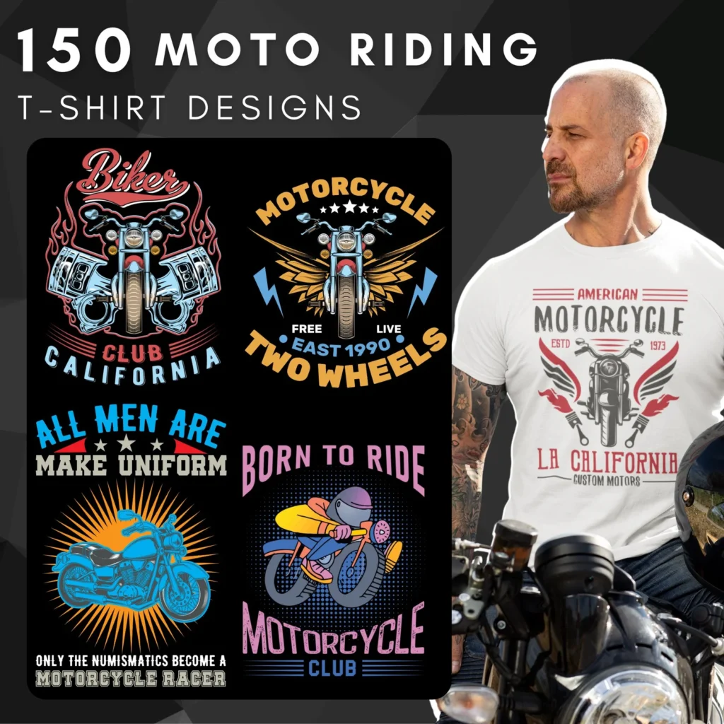 150+Unique MOTO Riding SVG Designs POD Bundle