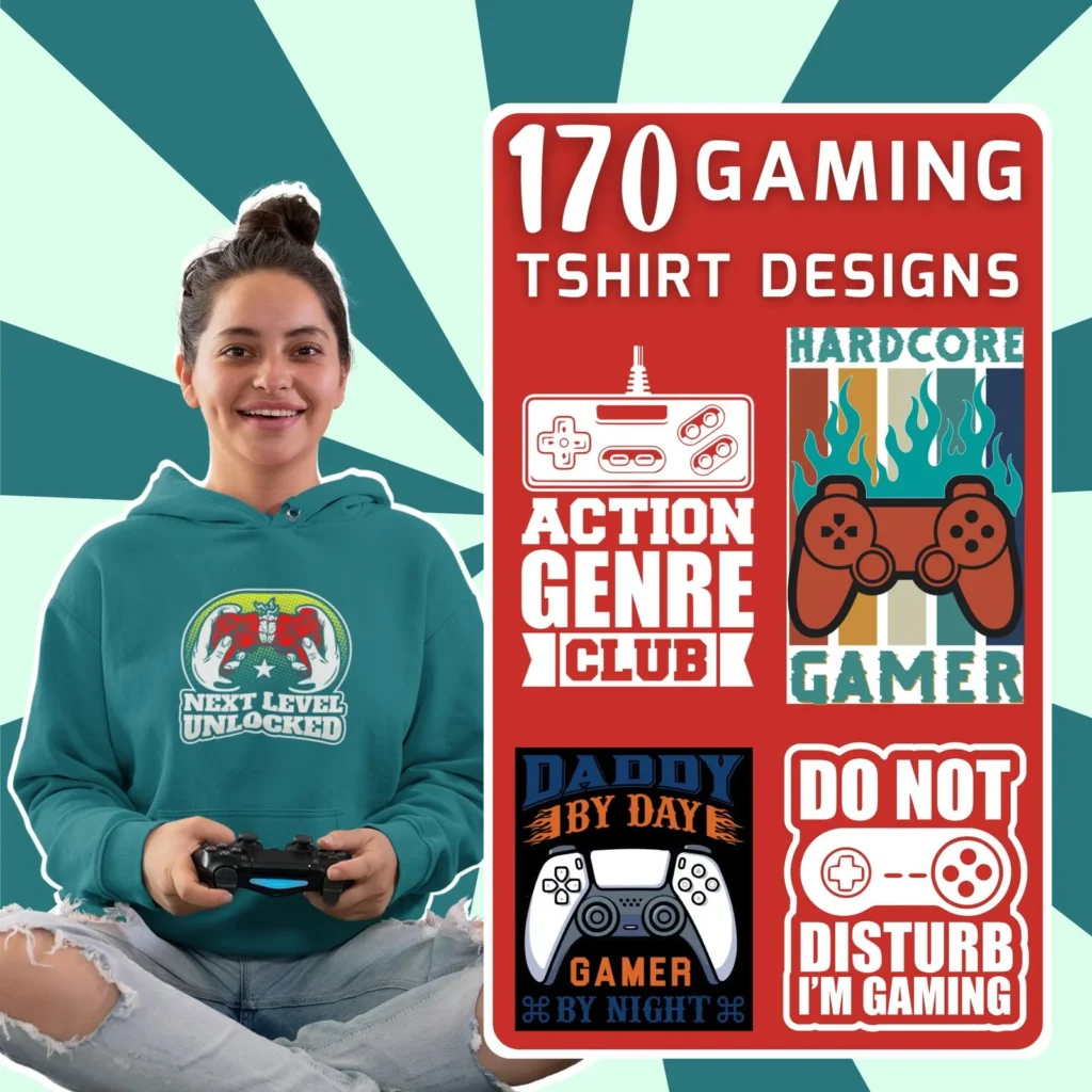 170+ Unique Gaming SVG Designs POD Bundle